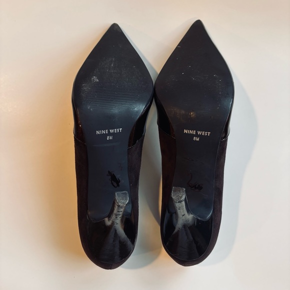 Nine West Brown Pointed Toe Suede Patent Leather Shoes Size 8 - Picture 14 of 15